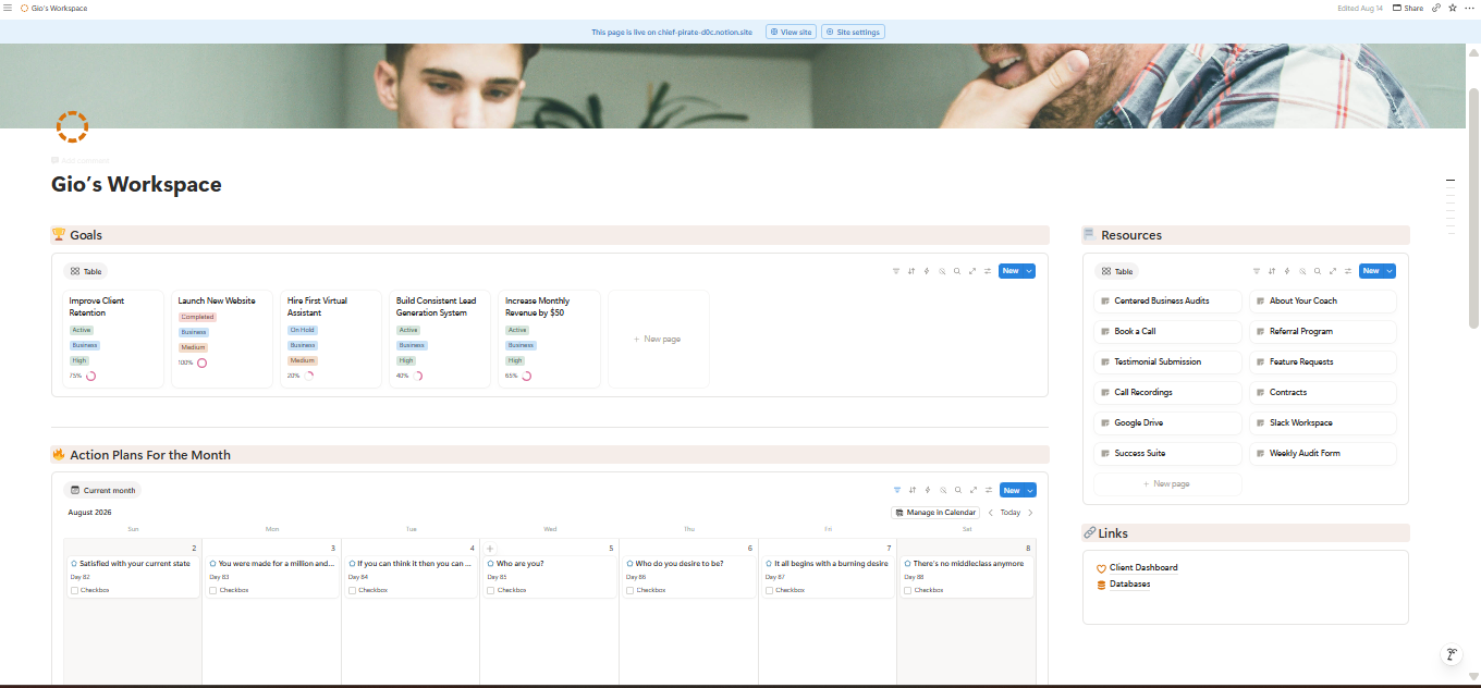 Gio's Workspace client portal